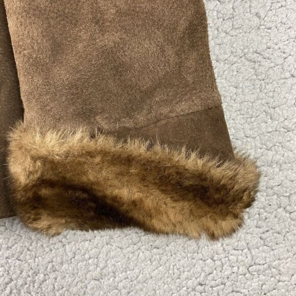 Suede Leather Coat Faux Fur Trim New York & Company Womens Size M Winter Jacket - Picture 7 of 16